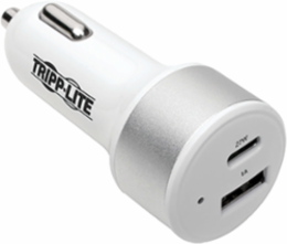 Dual-Port USB Car Charger - 27W USB Type C & 5W USB Type A, UL 2089