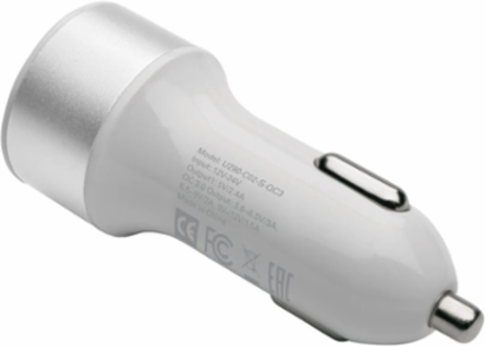 Dual-Port USB Car Charger with Quick Charge 3.0, 5V 2.4A Output
