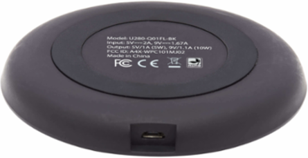 Wireless Phone Charger 10W, Qi Certified, 4.12 x 4.12 Inch, Black