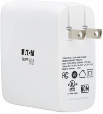 Wall Charger, Compact, 1-Port USB-C, GaN Technology, 100W PD 3.0, White