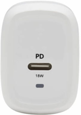 USB-C Wall Charger with USB-C to Lightning Cable, 18W PD Charging, GaN Technology, White