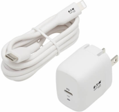 USB-C Wall Charger with USB-C to Lightning Cable, 18W PD Charging, GaN Technology, White