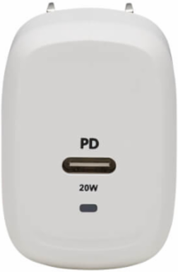 USB-C Wall Charger, 1-Port, GaN Technology, 20W PD 3.0, White