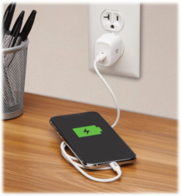 USB-C Wall Charger, 1-Port, GaN Technology, 20W PD 3.0, White