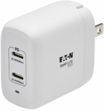 Dual-Port USB-C Wall Charger, GaN Technology, 40W PD Charging (20W+20W or 30W), White