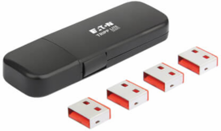 USB-A Port Blockers with Reusable Key, 4 Pack, TAA
