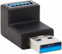 USB 3.0 SuperSpeed Adapter, USB-A to USB-A, 90-Degree Up Angle, Black