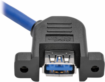 USB 3.0 SuperSpeed Panel-Mount Extension Cable, 1 ft, Blue