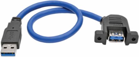 USB 3.0 SuperSpeed Panel-Mount Extension Cable, 1 ft, Blue