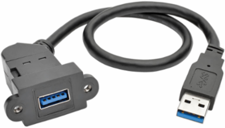 USB 3.0 All-in-One Keystone Extension Cable, 1 ft., Angled Connector, Black
