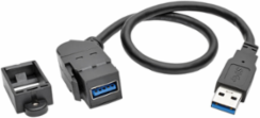 USB 3.0 All-in-One Keystone Extension Cable, 1 ft., Angled Connector, Black