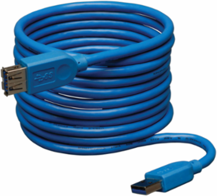 USB 3.0 Extension Cable, A to A, Blue, 16 ft., 5 Gbps Speed, Lifetime Warranty