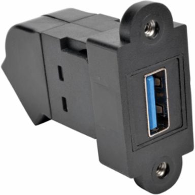 USB 3.0 All-in-One Angled Coupler F/F, Black, Includes Panel Mount Adapter