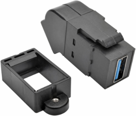 USB 3.0 All-in-One Angled Coupler F/F, Black, Includes Panel Mount Adapter
