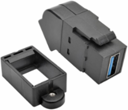 USB 3.0 All-in-One Angled Coupler F/F, Black, Includes Panel Mount Adapter