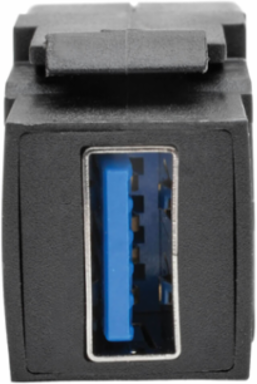 USB 3.0 Female Keystone Coupler Cable, 1 ft., Black, Angled Connector