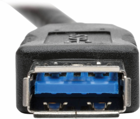 USB 3.0 Female Keystone Coupler Cable, 1 ft., Black, Angled Connector