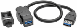 USB 3.0 Female Keystone Coupler Cable, 1 ft., Black, Angled Connector
