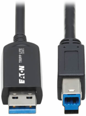 Fiber Active Optical Cable, USB 3.2 Gen 1, 5 Gbps, A to B M/M, Plenum-Rated, Black, 30 m