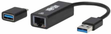 Network Adapter, USB-C/USB-A to Gigabit Ethernet RJ45, USB 3.2 Gen 1, Black