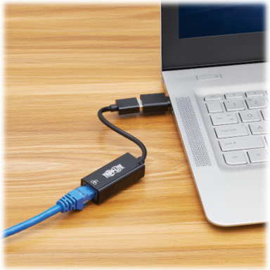 Network Adapter, USB-C/USB-A to Gigabit Ethernet RJ45, USB 3.2 Gen 1, Black