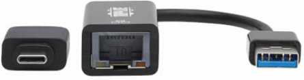 Network Adapter, USB-C/USB-A to Gigabit Ethernet RJ45, USB 3.2 Gen 1, Black