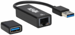 Network Adapter, USB-C/USB-A to Gigabit Ethernet RJ45, USB 3.2 Gen 1, Black