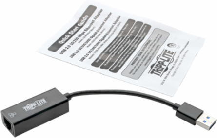 USB 3.0 to Gigabit Ethernet Adapter - 10/100/1000 Mbps, Black, 7.5 Inch
