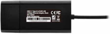Network Adapter, USB to RJ45, 2.5 Gbps Ethernet, USB 3.1 Gen 1, Black