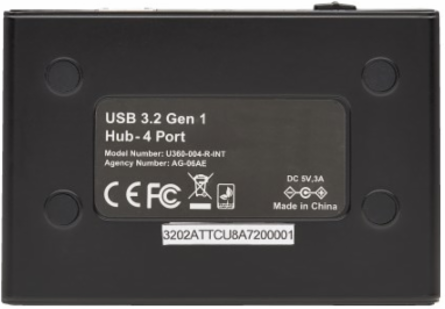 USB Hub, 4-Port Mini, USB-A, USB 3.x (5Gbps), International Plug Adapters