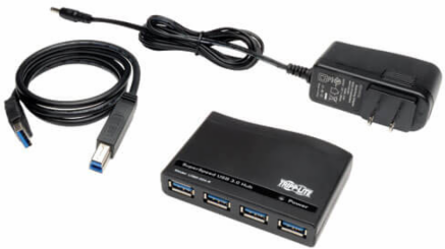 4-Port USB 3.0 SuperSpeed Hub, 5Gbps Transfer Speed, Includes External Power Supply