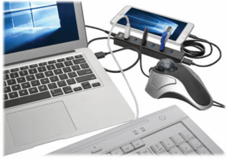USB Hub, 7-Port, USB-A, Mini, USB 3.x (5 Gbps), International Plug Adapters, Aluminum