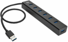 USB Hub, 7-Port, USB-A, Mini, USB 3.x (5 Gbps), International Plug Adapters, Aluminum