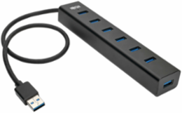 7-Port Portable USB 3.0 Hub, Aluminum, 5V/3A Power Supply
