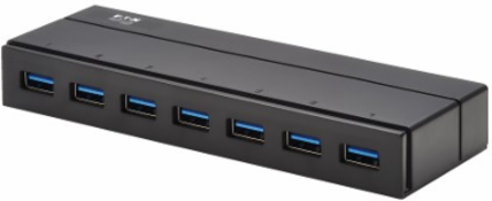 USB Hub, 7-Port, USB-A, Mini, USB 3.x (5 Gbps), International Plug Adapters