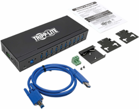 10-Port Industrial USB 3.0 Hub, Metal Housing, 20 kV ESD Immunity