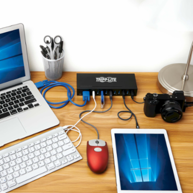 10-Port Industrial USB 3.0 Hub, Metal Housing, 20 kV ESD Immunity