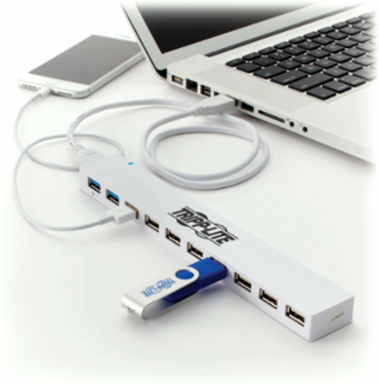 10-Port USB Hub with 2 USB 3.0 & 8 USB 2.0 Ports, 5V 4A Charging Output