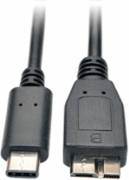 USB-C to USB 3.0 Micro-B Cable, 3 ft., 5 Gbps, Gold Contacts, PVC