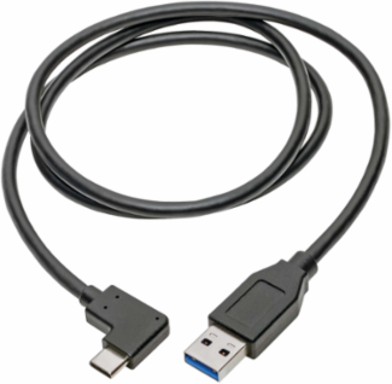 USB-C to USB-A Cable, 3 ft., USB 3.1 Gen 1 (5 Gbps), Right Angle Connector