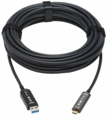 USB-A to USB-C AOC Cable (M/M) - USB 3.2 Gen 2 (10Gbps) Plenum-Rated Fiber Active Optical - Data Only, Backward Compatible, Black, 10 m (33 ft.)
