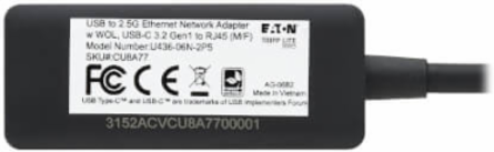USB-C to RJ45 Gigabit Ethernet Network Adapter (M/F), USB 3.2 Gen 1, 2.5 Gbps Ethernet