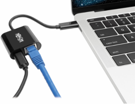 USB-C to Gigabit Network Adapter, 1Gbps, USB-C PD Charging, Black