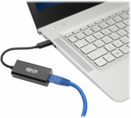 USB-C to Gigabit Network Adapter, 1Gbps, 6 Inch, Thunderbolt 3 Compatible, Black
