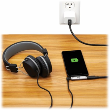 USB-C to 3.5 mm Headphone Jack Adapter, Hi-Res Stereo Audio, PD 3.0, QC 2.0 Charging, Silver
