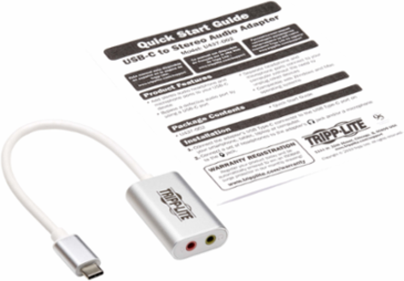 USB-C to 3.5 mm Stereo Audio Adapter, Silver, USB 2.0, 0.66 ft Cable