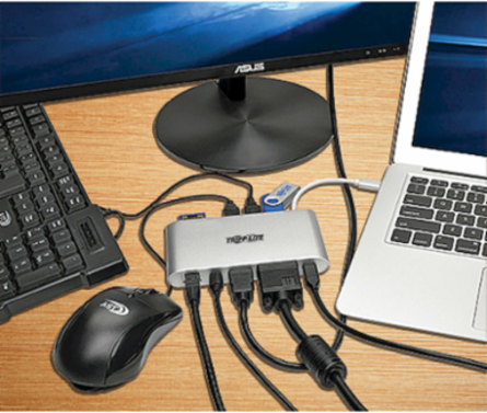 USB-C Dual Display Dock with 4K HDMI, VGA, Mini DP, Gigabit Ethernet