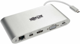 USB-C Dual Display Dock with 4K HDMI, VGA, Mini DP, Gigabit Ethernet