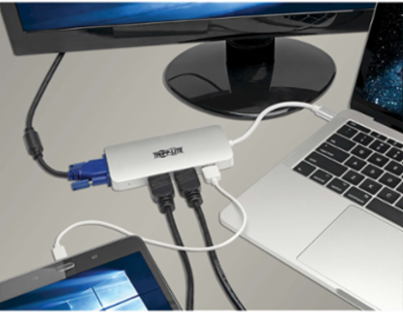 USB-C Dual Display Dock, 2x HDMI, VGA, USB-A, PD Charging, 60W