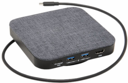 USB-C Dock with Optional Internal Hard Drive, 4K HDMI, USB 3.x (5Gbps), 100W PD Charging, Gray